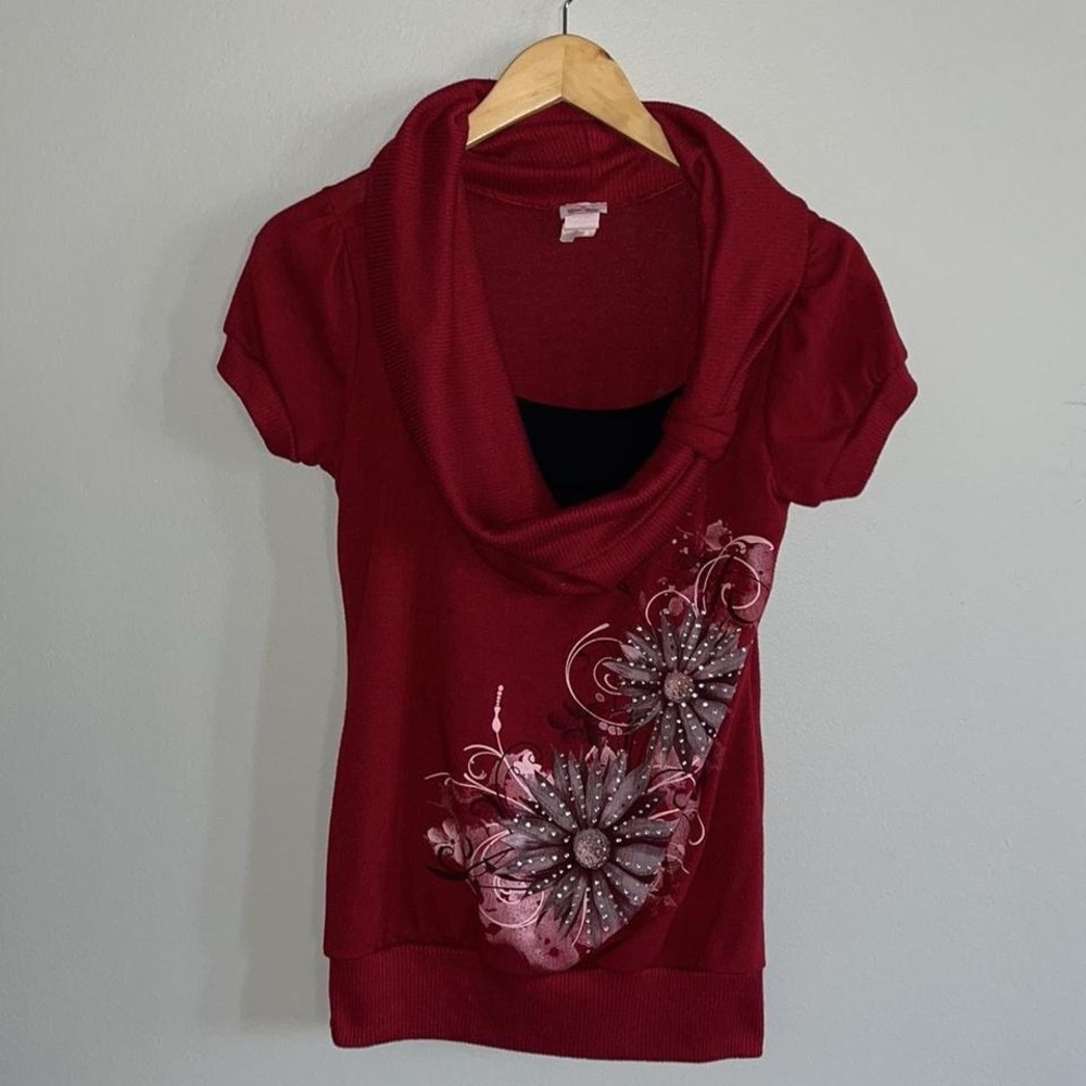 Bling Bling Y2K Cowlneck Top